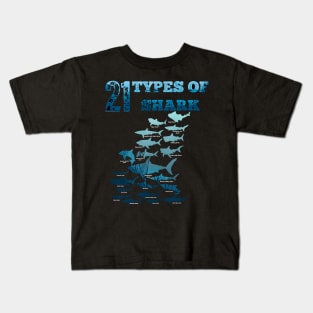 21 Types of sharks Kids T-Shirt